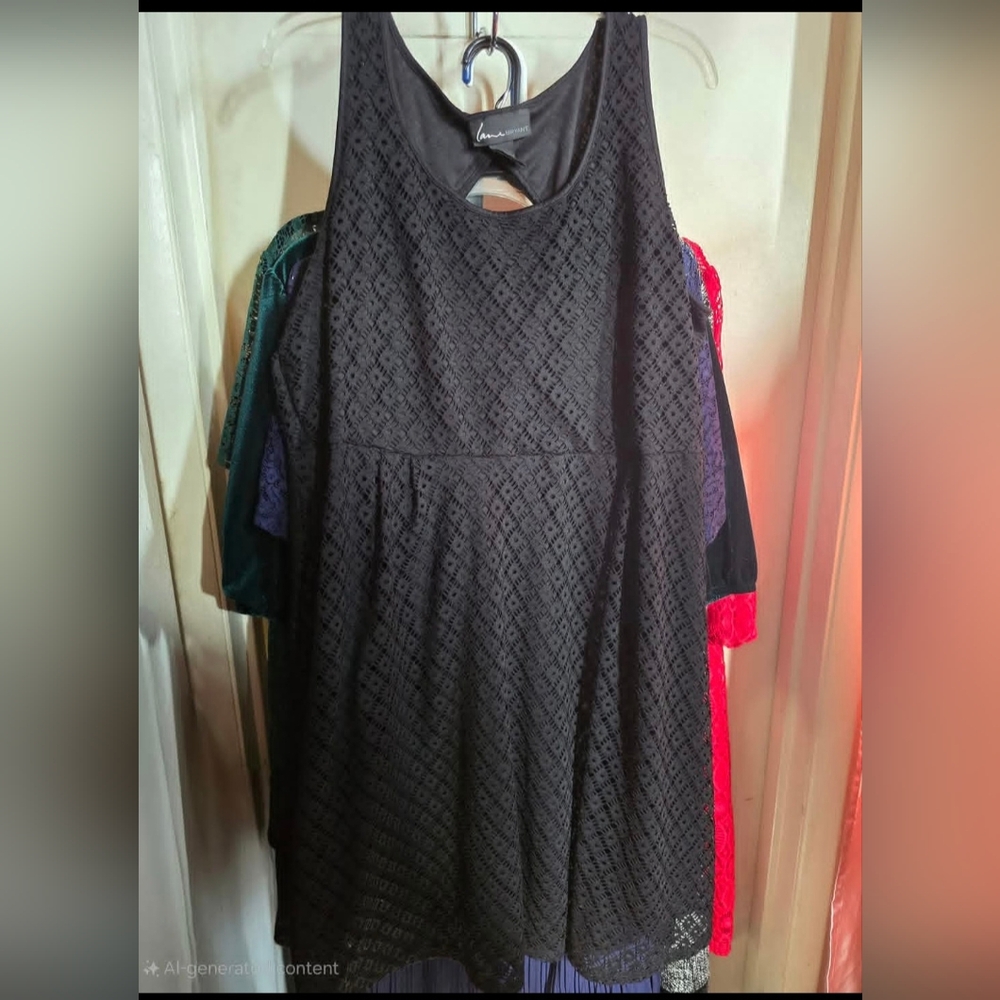 Lane Bryant Black Textured Formal Dress